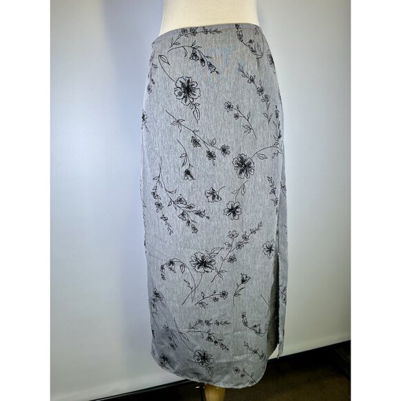 Vintage Y2K Jaclyn Smith Grey Floral Slip Witchy Midi Skirt Small Whimsigoth - Picture 3 of 7